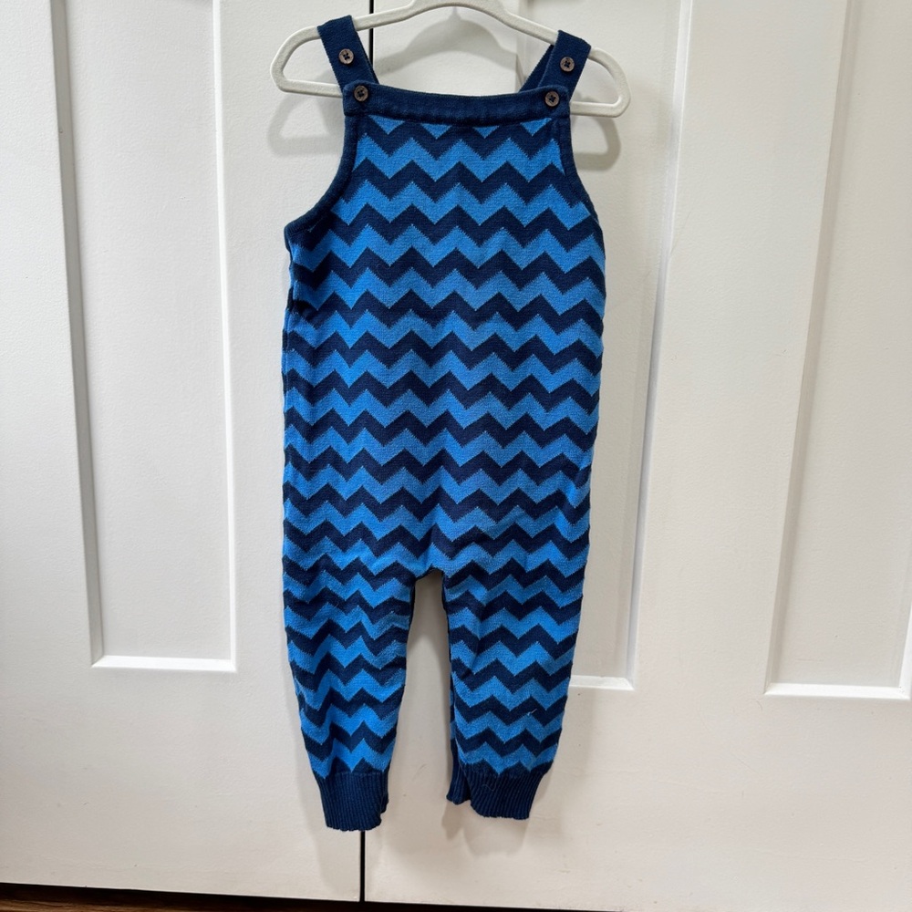 Kate Quinn 18-24 months 100% organic cotton blue pattern overalls